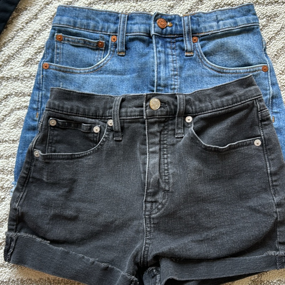Madewell high rise denim shorts size 24, blue jean and black